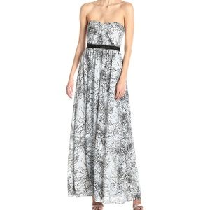 BCBGMAXAZRIA Floral Empire Waist Full Length Gown